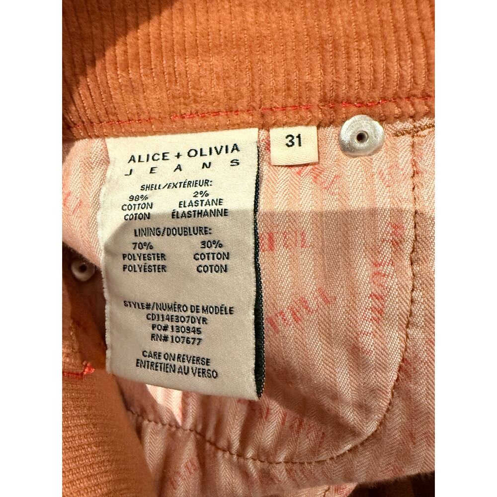 Alice + Olivia Beautiful High Rise Corduroy Bell Camel 31 - Picture 4 of 9